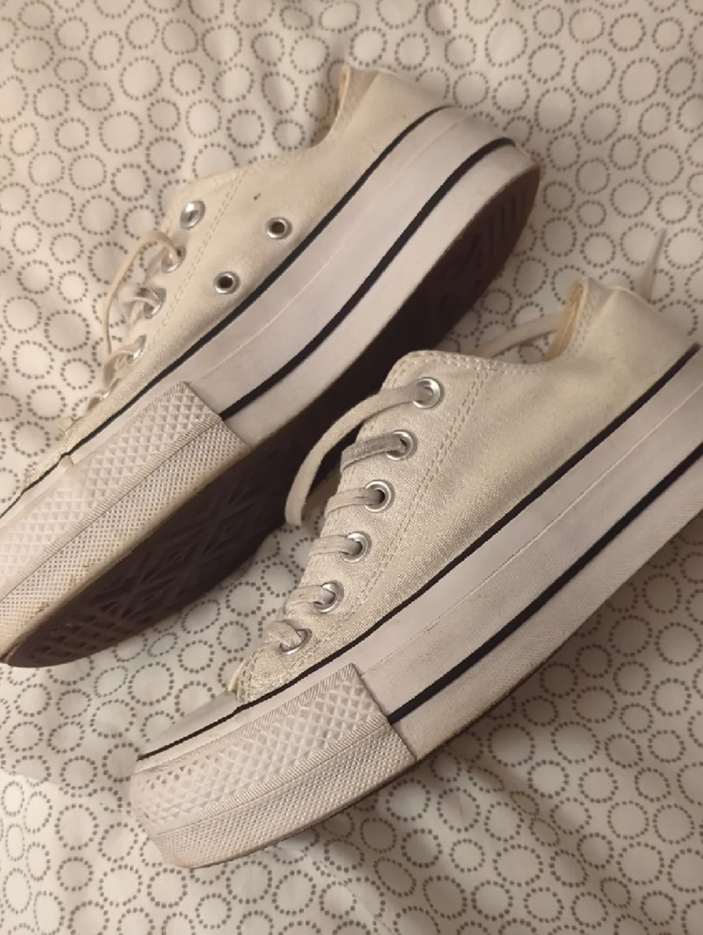 Converse Low-Top Canvas Sneakers in White with Black Logo